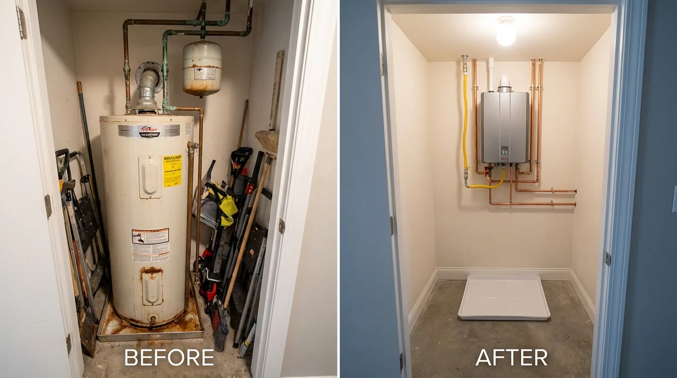 Tank water heater versus wall-mounted tankless unit comparison for Meridian, MS homeowners